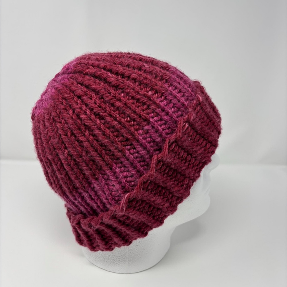 Raspberry Blush Chunky Hand Knit Beanie